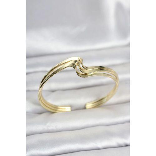 Zikzak Model Gold Renk Pirinç Kadın Bileklik