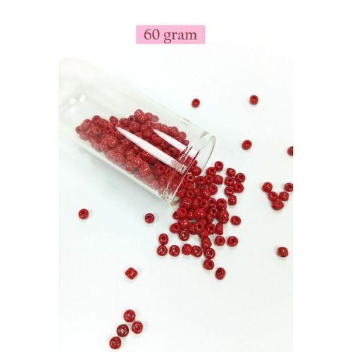 Dökme Cam Kum Boncuk Büyük Boy (6/0) 4 mm - 60 Gram - Koyu Kırmızı - BNC110