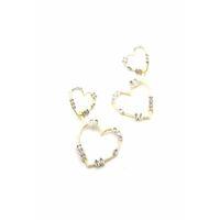 Taşlı Kalp Küpe - Altın