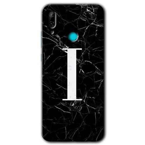 Huawei P smart 2019 Kılıf HD Desen Baskılı Arka Kapak - Siyah Mermer Desenli I Harfi