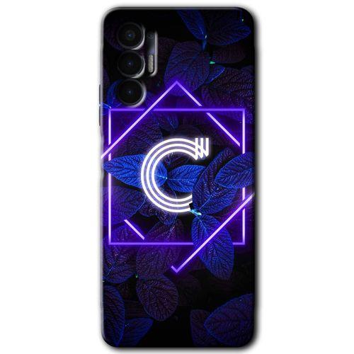 Tecno Spark 8 Pro Kılıf HD Desen Baskılı Arka Kapak - Dark Neon Yaprak C Harfi