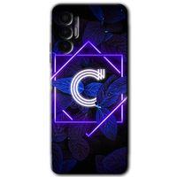 Tecno Spark 8 Pro Kılıf HD Desen Baskılı Arka Kapak - Dark Neon Yaprak C Harfi