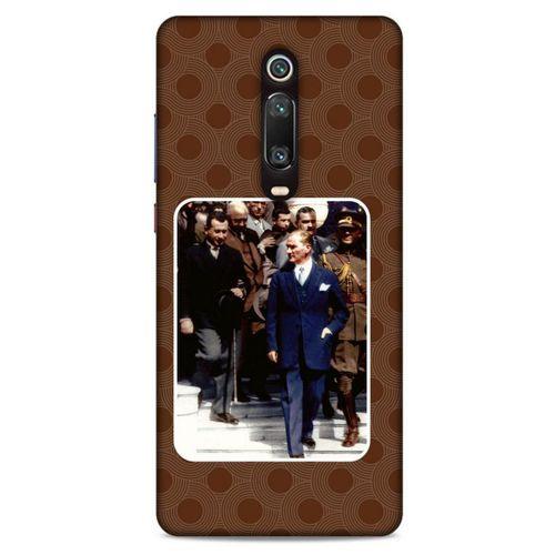 Xiaomi Mi 9T Pro Kılıf Atatürk (23) Ultra Koruma Kılıfı Kahve Yuvarlak