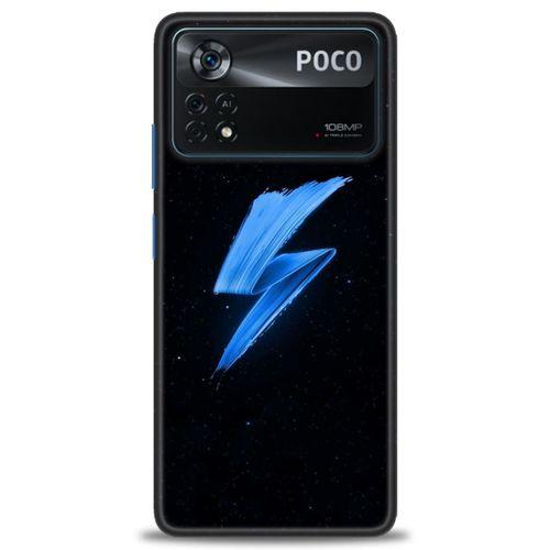 Xiaomi Poco X4 Pro 5G Kılıf HD Baskılı Kılıf - Mavi Şimşek + Tam Ekran Koruyucu