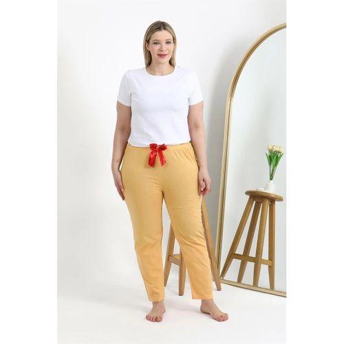 Kadın Pamuklu Büyük Beden Alt Pijama Sarı