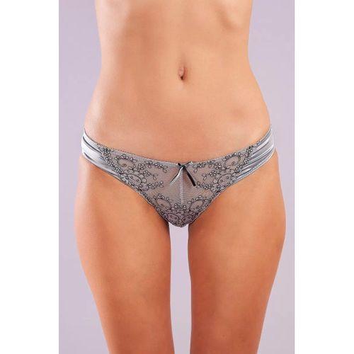 Golshan Giselle Mini Slip, Kadın Güpürlü Saten Gri Külot
