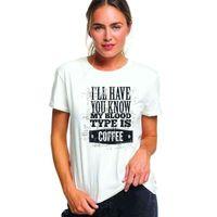 Coffee Baskılı Beyaz Kadın Tshirt