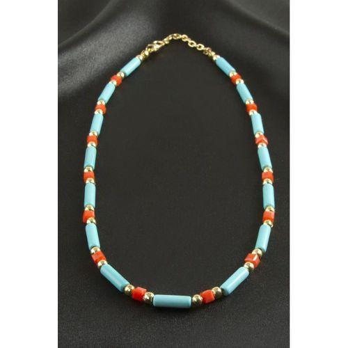 Turkuaz Boncuk Kristal Kolye