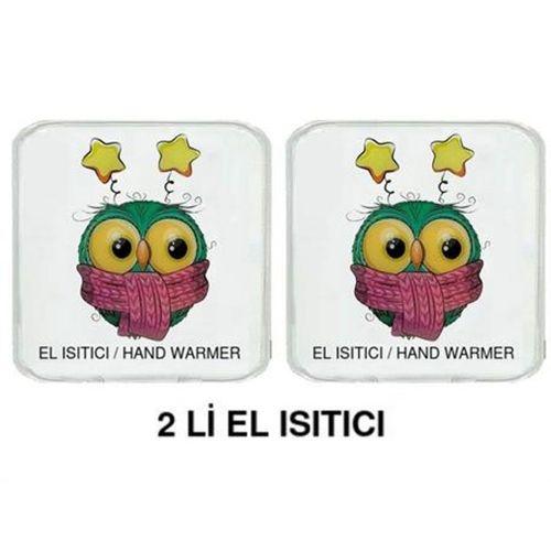 2 Adet Atkılı Baykuş Cep Sobası,El Isıtıcı,Sıcak Su Torbası Pvc  10X9,5Cm