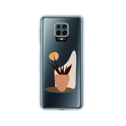Redmi Note 9 Pro Saksıda Çiçek Desenli Premium Şeffaf Silikon Kılıf