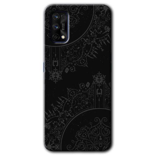 MRCİLETİSİM Realme 7 Pro Kılıf HD Desen Baskılı Arka Kapak + Temperli Cam - Siyah Mandala