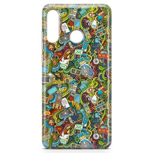 Huawei Nova 4e Kılıf Doodle Bilgisayar Cep Telefonu Arka Kapak Koruma Desenli Full Koruyucu