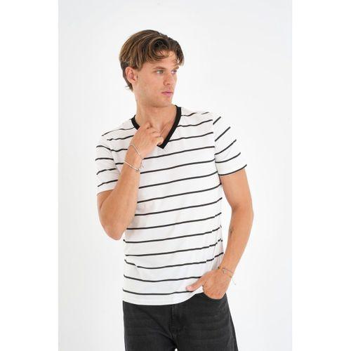 ALEXANDERGARDI V Yaka Çizgili T-shirt