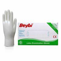 Beybi Pudralı Beyaz Lateks Muayene Eldiveni 100'lü L