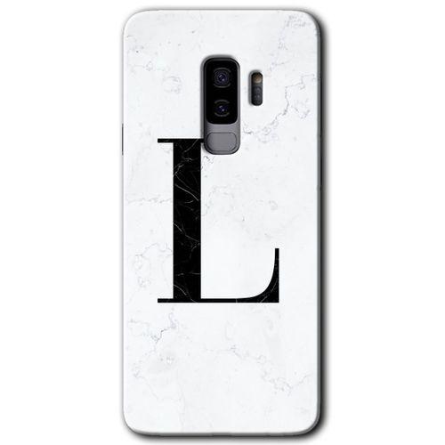 Galaxy S9 Plus Kılıf HD Desen Baskılı Arka Kapak - Beyaz Mermer Desenli L Harfi
