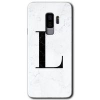 Galaxy S9 Plus Kılıf HD Desen Baskılı Arka Kapak - Beyaz Mermer Desenli L Harfi