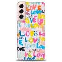 Samsung Galaxy S22 Plus Kılıf HD Baskılı Kılıf - Love Love + Tam Ekran Koruyucu