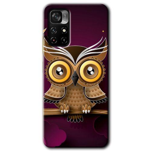 Xiaomi Redmi Note 11T HD Baskılı Kılıf + 9D Tam Ekran Koruyucu - Owl Bird Branch