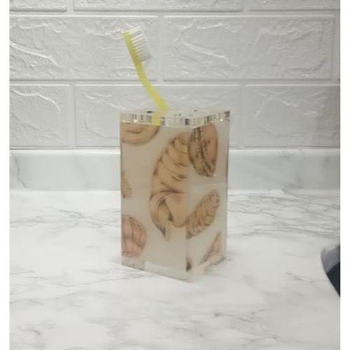 2 Adet Diş Fırçalık İstiridye Akrilik  6X6X12Cm Banyo Seti