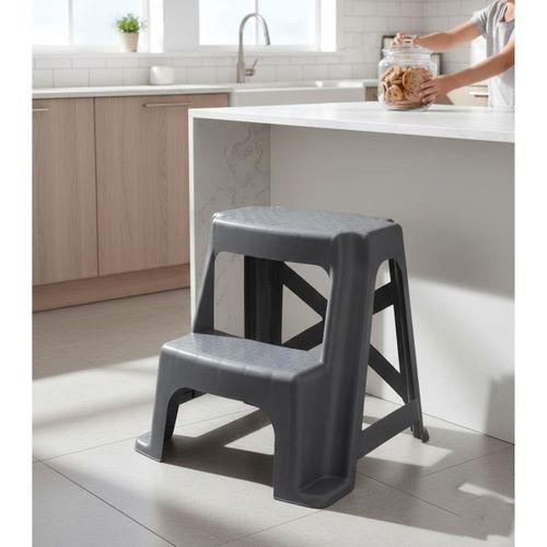 Mandella Sağlam Plastik Basamaklı Tabure Metalize