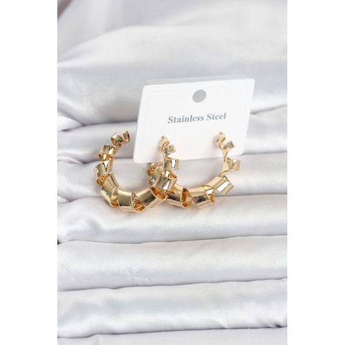 316L Çelik Gold Renk Spiral Halka Kadın Küpe