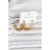 316L Çelik Gold Renk Spiral Halka Kadın Küpe