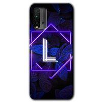 Poco M3 Kılıf Baskılı Kapak - Dark Neon Yaprak L Harfi + 5D Tam Kaplayan Cam
