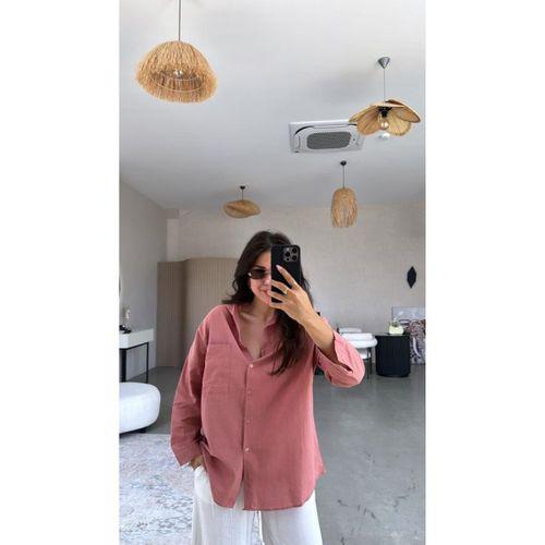 Kadın Tek Cepli Over Size Ketem Gömlek