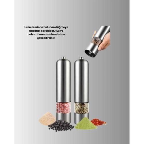 Pilli Baharat Değirmeni Karabiber Tuz Ve Baharat Öğütücü