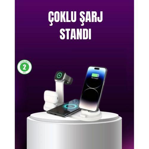 15w Hızlı Şarj Destekli 4’ü 1 Arada Kablosuz Şarj İstasyonu