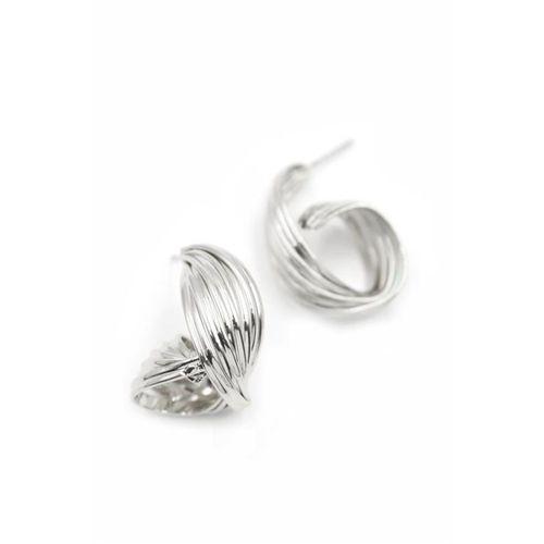 Metal Kıvrımlı Küpe - Gümüş