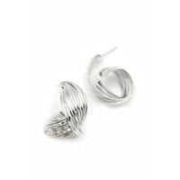 Metal Kıvrımlı Küpe - Gümüş