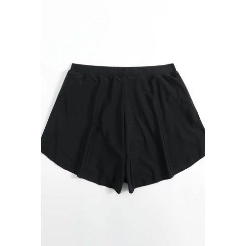 Kadın Siyah Yırtmaçlı Etek Görünümlü Şık Deniz Şortu