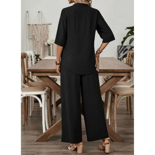 Kadın Kısa Kollu V Yakalı Aerobin Bluz Ve Pantolon Ikili Takım