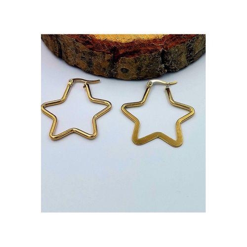 Çelik Gold Renk  Yıldız Figürlü  Küpe Çap 3,5 cm
