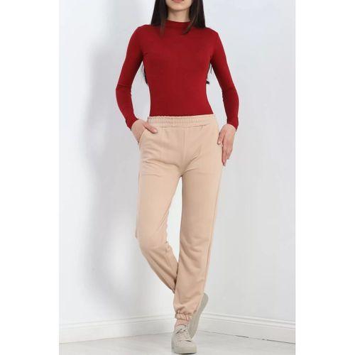 pilelistore Paça Lastikli İki İplik Eşofman Altı Bej