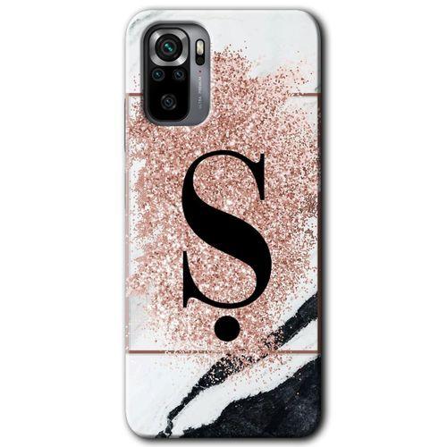 Redmi Note 10s Kılıf HD Desen Baskılı Arka Kapak - Pembe Mermer Desenli Ş Harfi + Kırılmaz Cam