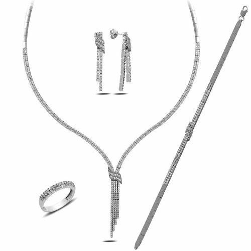 Gümüş Kemerli Su Yolu Gelinlik Kadın Set