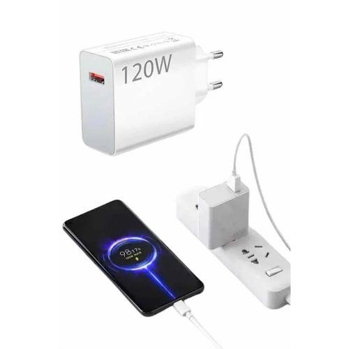 Type C Yüksek Hızlı Şarj Aleti Beyaz 120w Ultra Uzun Ömürlü