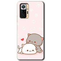 Xiaomi Redmi Note 10 Pro Kılıf Baskılı Kapak - Kedi Aşkı +Tam Kaplayan Mat Seramik