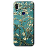 MRCİLETİSİM Xiaomi Redmi Note 7 Kılıf HD Desen Baskılı Arka Kapak+Temperli Cam - Almond Blossom