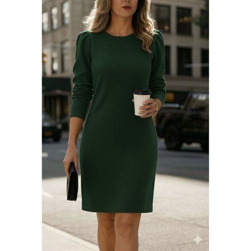 Kadın Uzun Kollu Bisiklet Yaka Iki Iplik Elbise