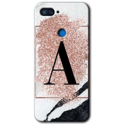 Potkal Hediye Fabrikası Xiaomi Mi 8 Lite Kılıf HD Desen Baskılı Arka Kapak - Pembe Mermer Desenli A Harfi