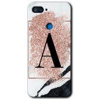 Potkal Hediye Fabrikası Xiaomi Mi 8 Lite Kılıf HD Desen Baskılı Arka Kapak - Pembe Mermer Desenli A Harfi