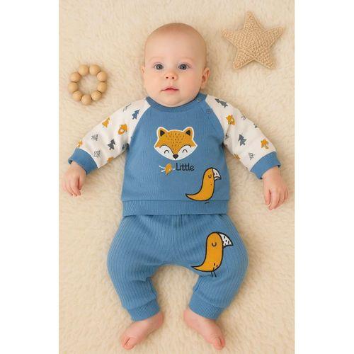 Littie Fox Nakışlı % 100 Pamuklu 2'li Erkek Takım