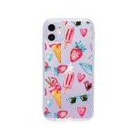 iPhone 11 Summer Çilek Desenli Premium Şeffaf Silikon Kılıf