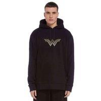 Wonder Woman Baskılı Siyah Erkek Kapşonlu Sweatshirt