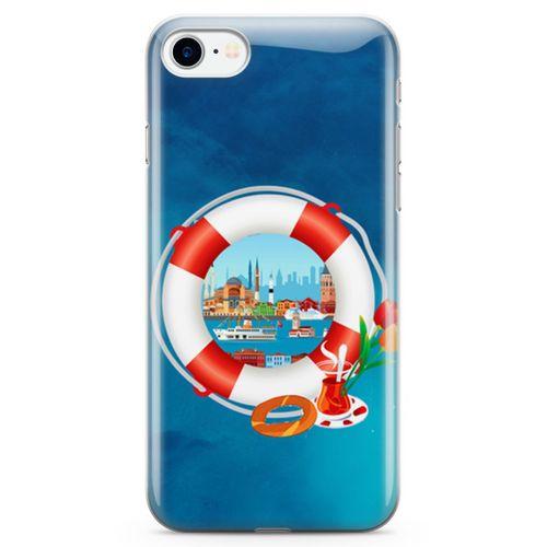 Apple iPhone 7 Kılıf Simit Çay İstanbul Arka Kapak Koruma Desenli Full Koruyucu