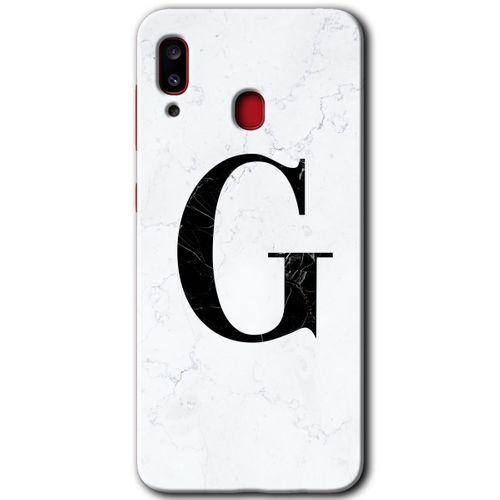 Potkal Hediye Fabrikası Samsung Galaxy A30 Kılıf HD Desen Baskılı Arka Kapak - Beyaz Mermer Desenli G Harfi
