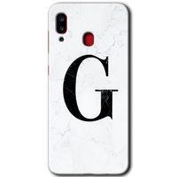 Potkal Hediye Fabrikası Samsung Galaxy A30 Kılıf HD Desen Baskılı Arka Kapak - Beyaz Mermer Desenli G Harfi